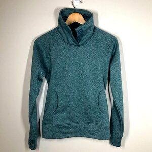 Kavu Marled Teal Button‎ Up Funnel  Neck Pullover Size XS
